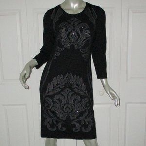LAUNDRY BY SHELLI SEGAL Black Beaded Cocktail Party Dress